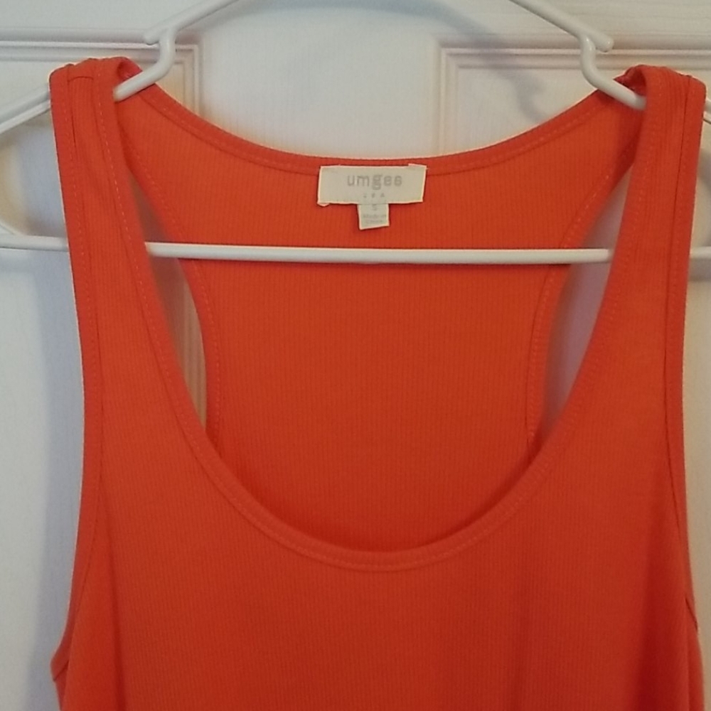 Umgee Orange Racerback Ruffled Hem Tank Tunic - Picture 2 of 7